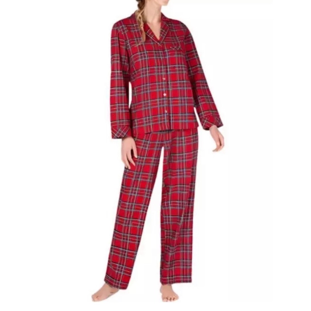 Women's Brinkley Plaid 2 Piece Pajama Set Red Women Large Holiday Christmas